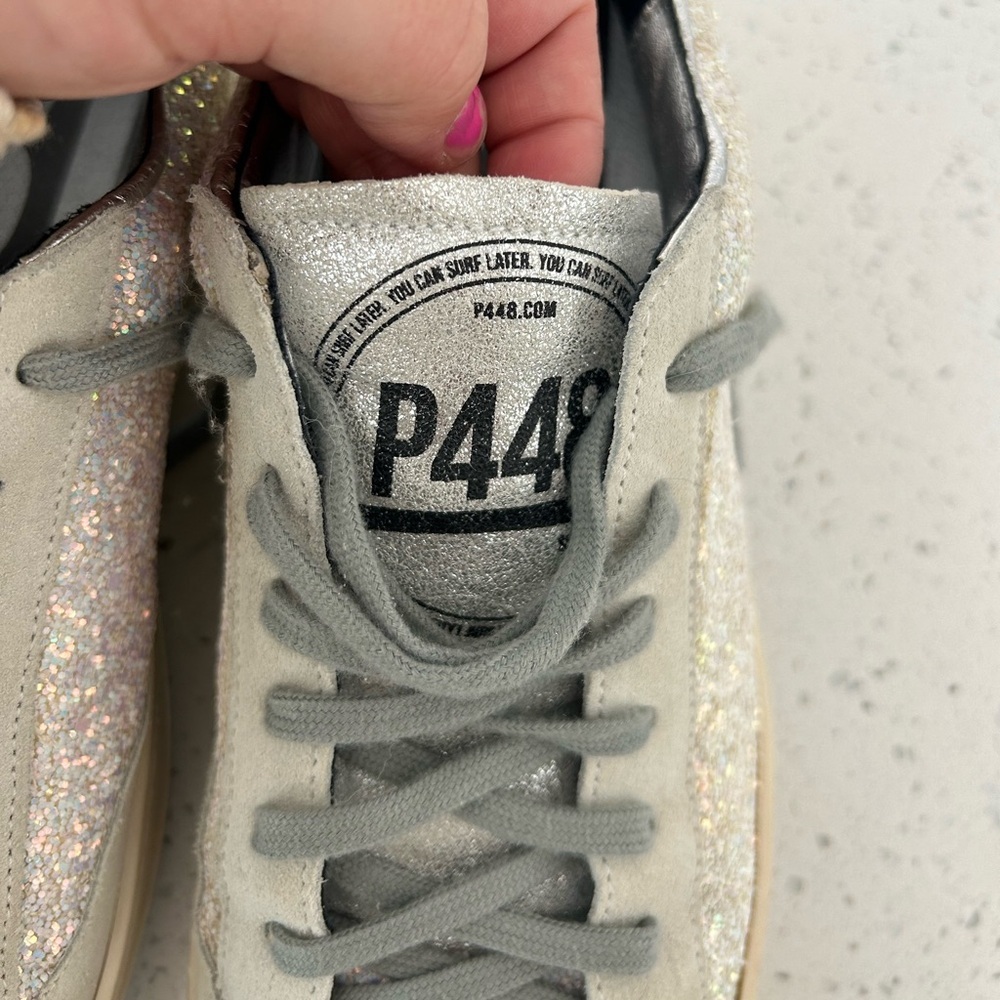 P448 John Iridescent Glitter Sneakers Sz 39 / US 8.5 - Picture 6 of 11
